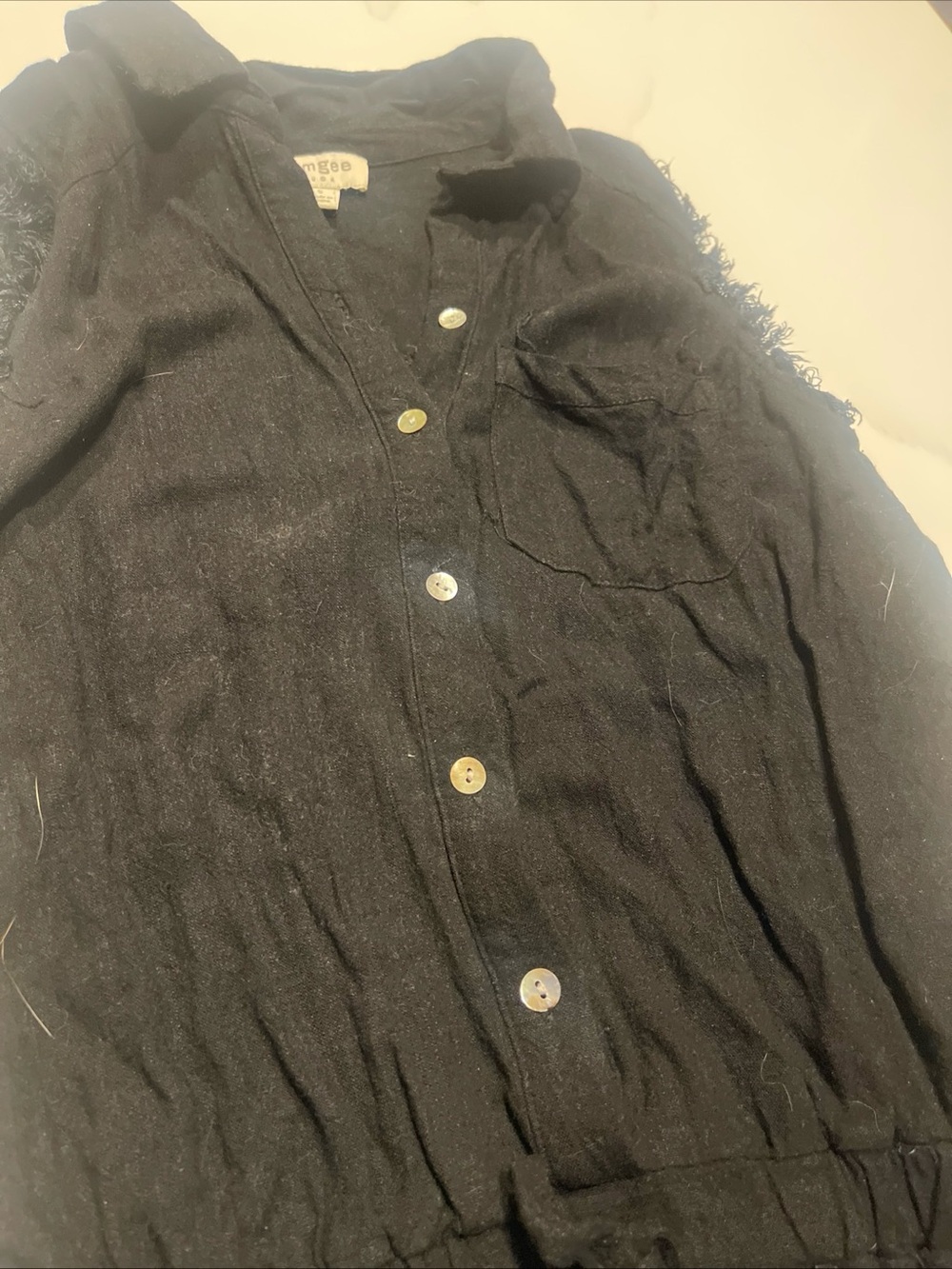 Umgee Black Button-Front Romper with Chest Pocket - Picture 4 of 12